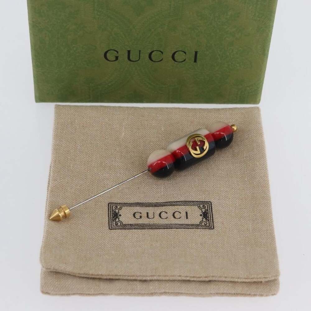 Gucci Interlocking Web Pin Brooch Metal Multicolor - Picture 2 of 9